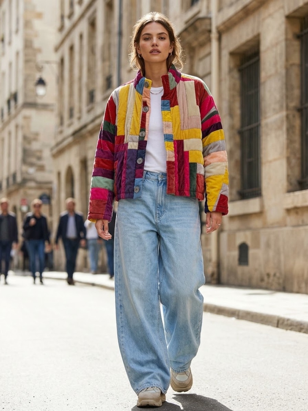Kimchi Blue Multicolor Patchwork Velvet Teddy Jacket
